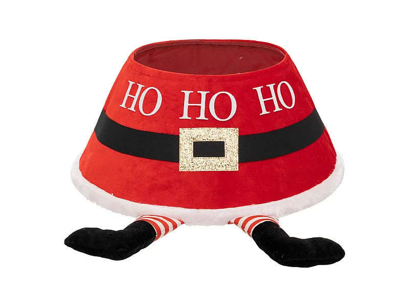 Cache Pied de sapin Rouge et Blanc avec pied du Père Noël 56 x 25 x H 32 cm