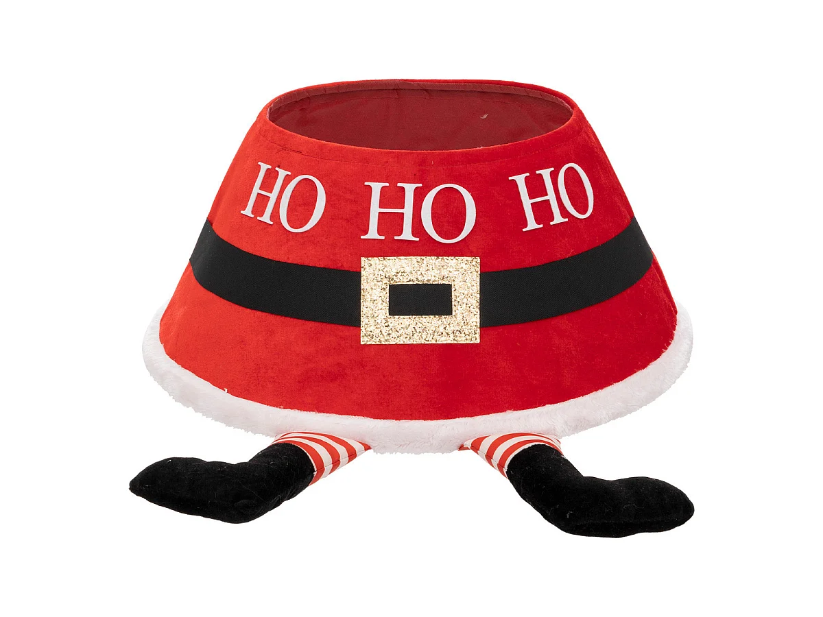 Cache Pied de sapin Rouge et Blanc avec pied du Père Noël 56 x 25 x H 32 cm