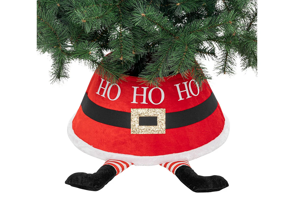 Cache Pied de sapin Rouge et Blanc avec pied du Père Noël 56 x 25 x H 32 cm