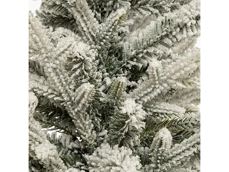 Sapin de Noël artificiel vert floqué blanc et pailleté avec son pot argenté H 100 cm