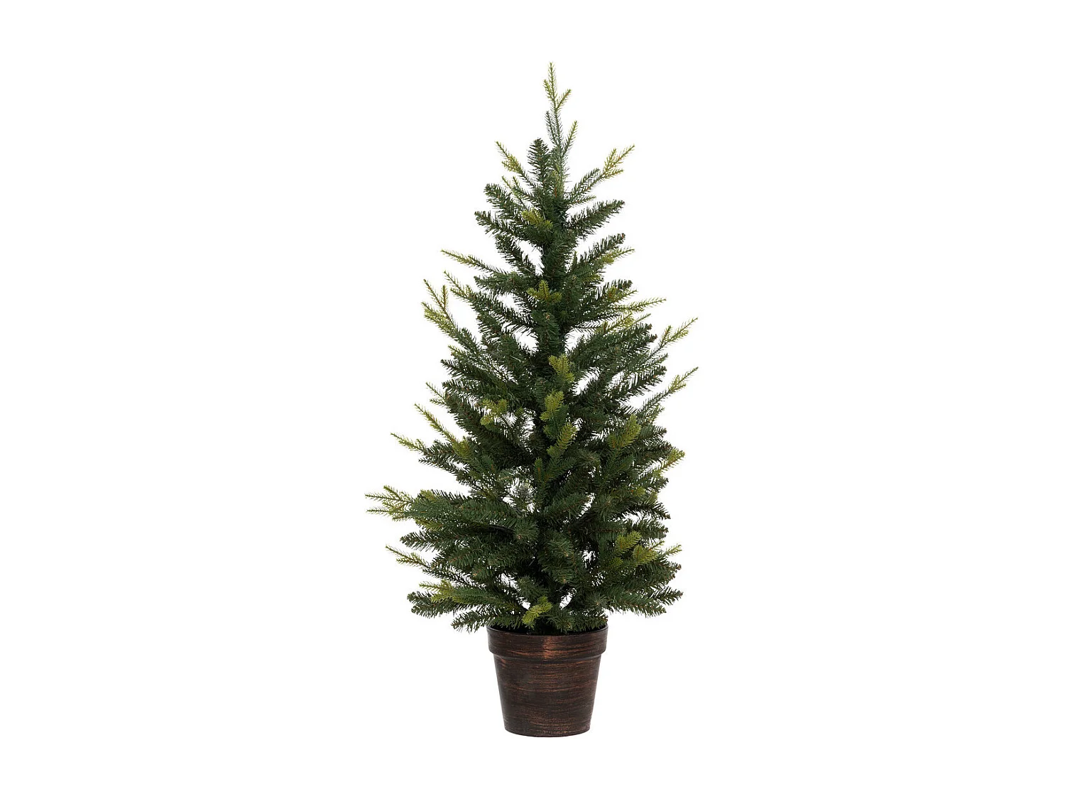 Sapin de Noël artificiel Vert 2 tons dans un pot cuivré H 100 cm
