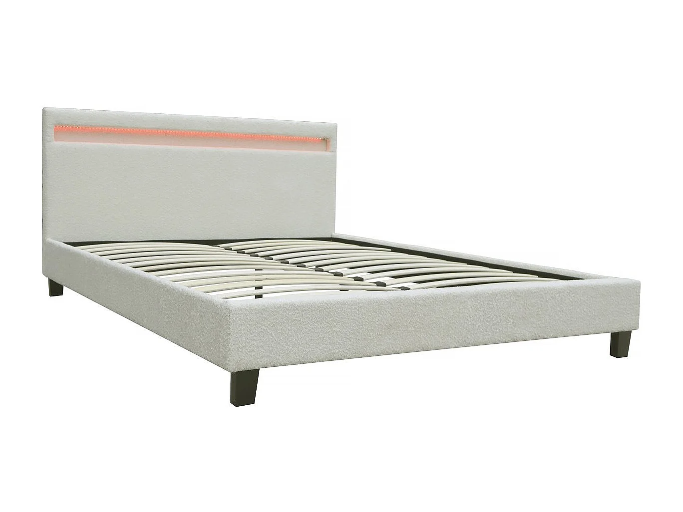 Bed van badstof met LED "Maria" 140x190cm - Crème