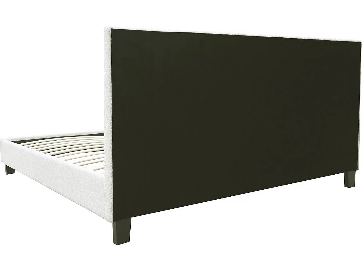 Lit tissu bouclette avec LED "Maria" 140x190cm - Crème