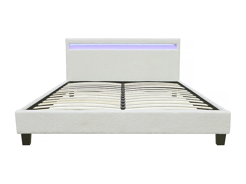 Bed van badstof met LED "Maria" 140x190cm - Crème