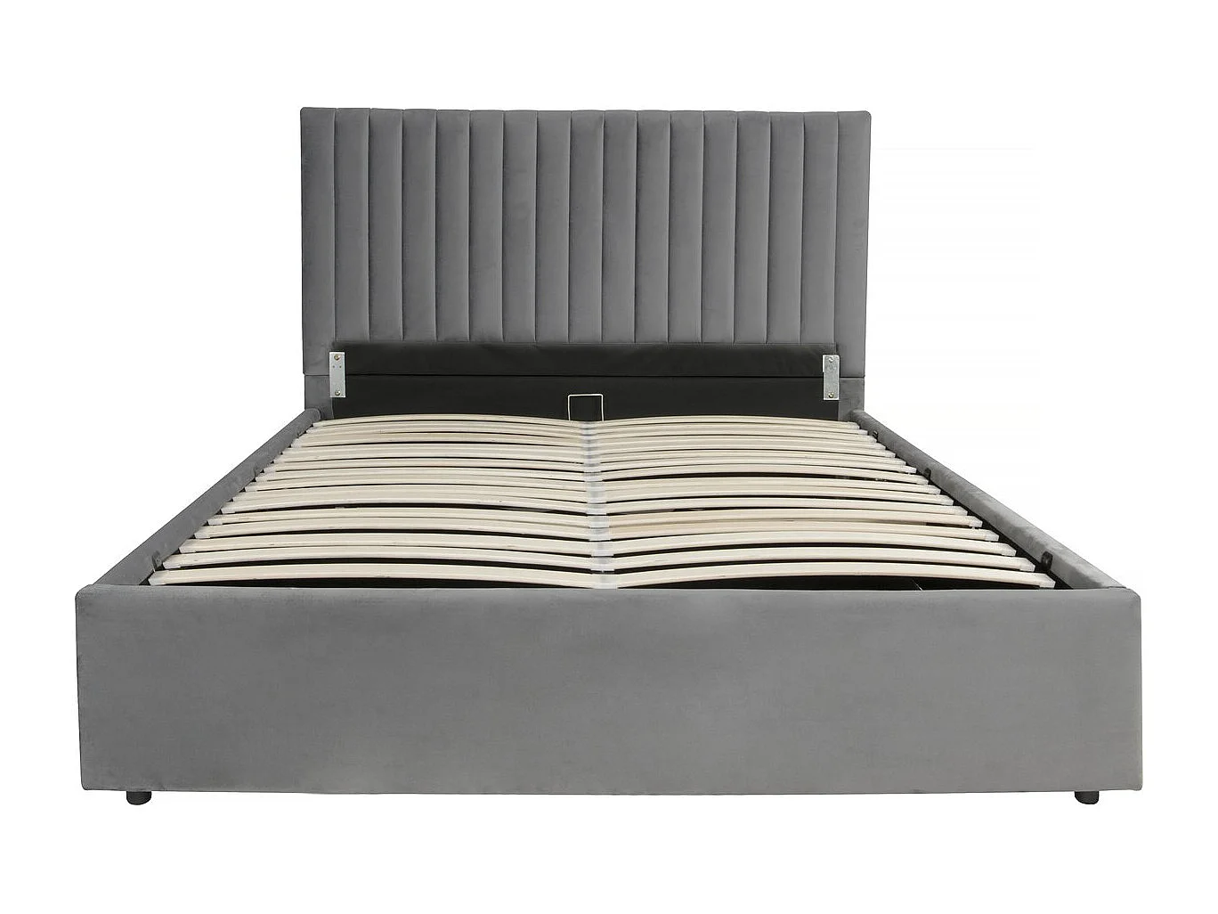Cama com armazenamento "Mia" em veludo cinza - 140 x 190 cm