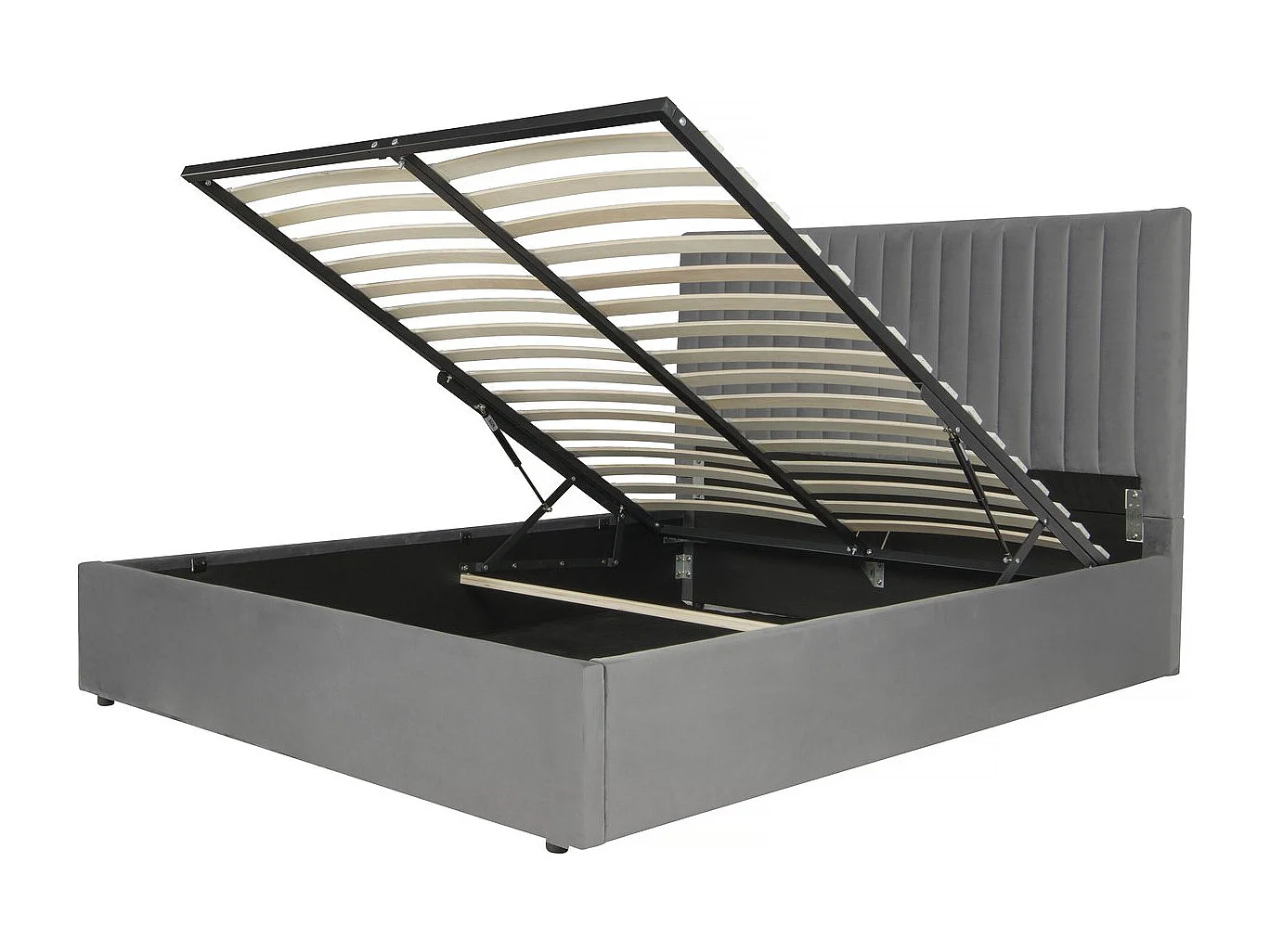 Bed met opbergruimte "Mia" in grijze fluweel - 140 x 190 cm