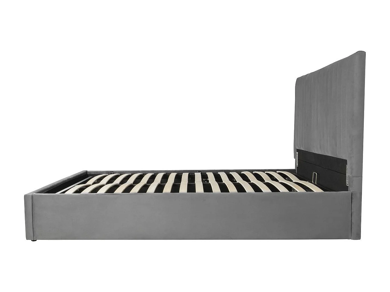 Bed met opbergruimte "Mia" in grijze fluweel - 140 x 190 cm