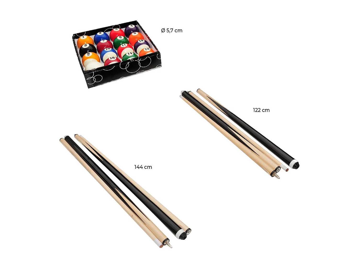 Pack complet billard américain en résine et bois - Seattle