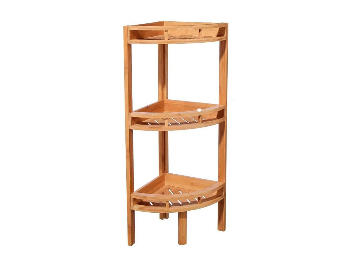 Étagère d'Angle 3 Niveaux "Bambou" 85cm Naturel