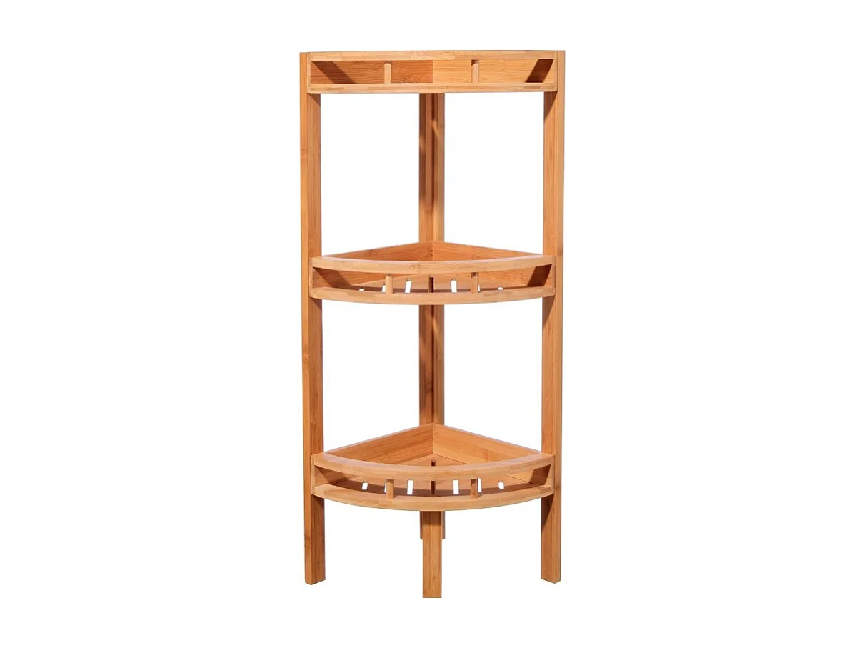 Étagère d'Angle 3 Niveaux "Bambou" 85cm Naturel
