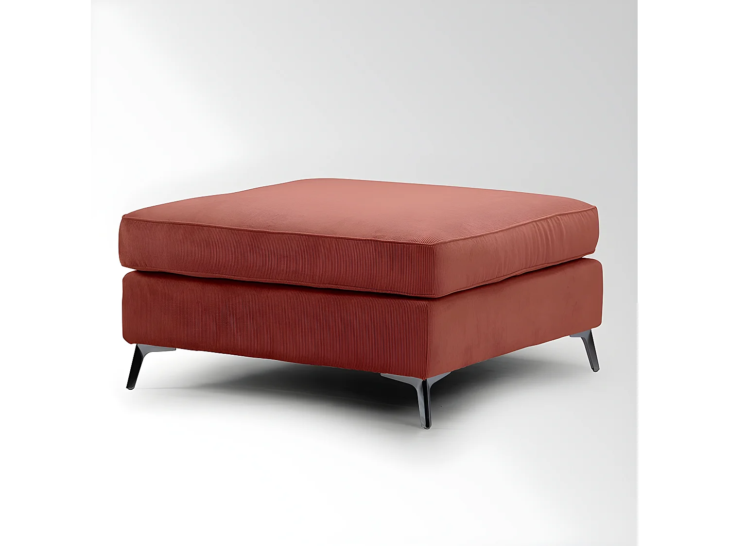 Pouf carré Isla velours côtelé Fjord terracotta