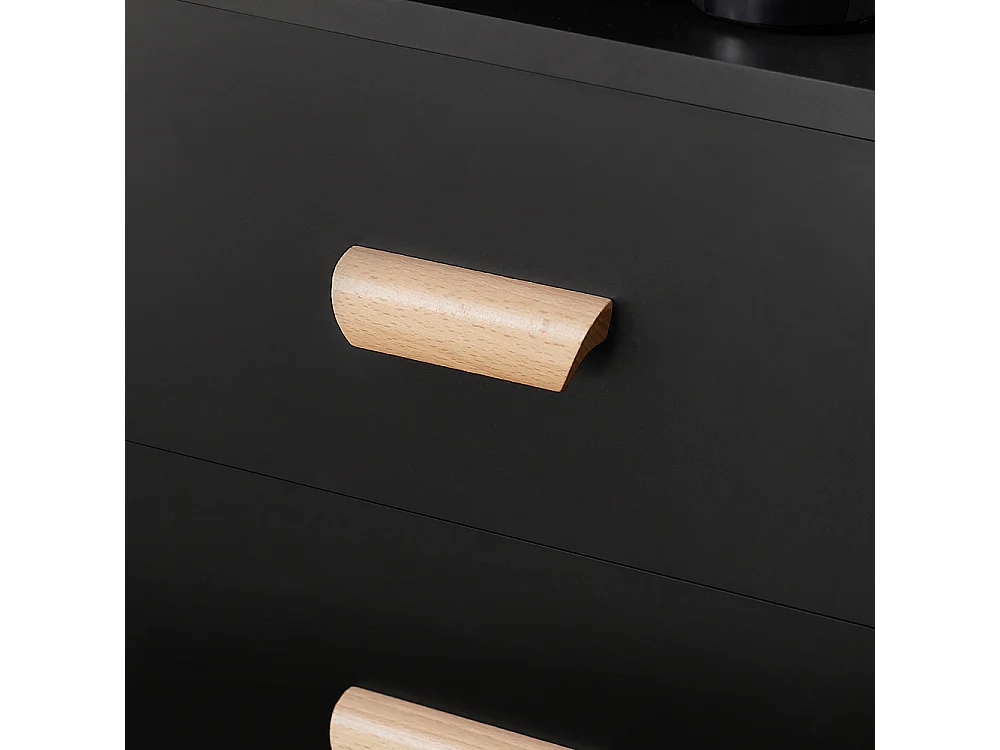 SoBuy Bijzettafel Bijzettafel Nachtkastje Nachtkastje met 3 Laden en 2 Opbergplanken - Zwart, 48x40x60 cm, FBT95-SCH