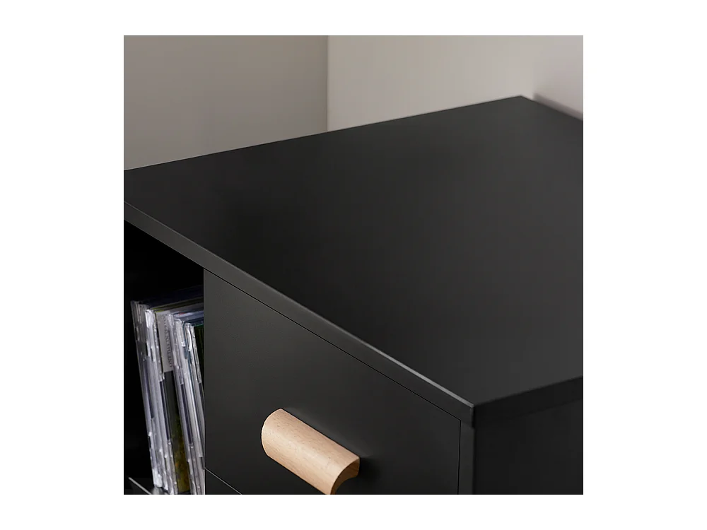 SoBuy Table d’Appoint Bout de Canapé Table de Chevet Table de Nuit avec 3 tiroirs et 2 étagères de Rangement - Noir, 48x40x60 cm, FBT95-SCH