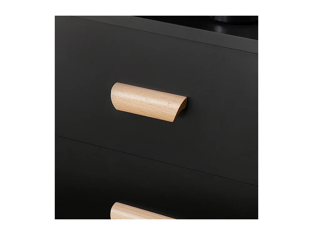 SoBuy Table d’Appoint Bout de Canapé Table de Chevet Table de Nuit avec 3 tiroirs et 2 étagères de Rangement - Noir, 48x40x60 cm, FBT95-SCH