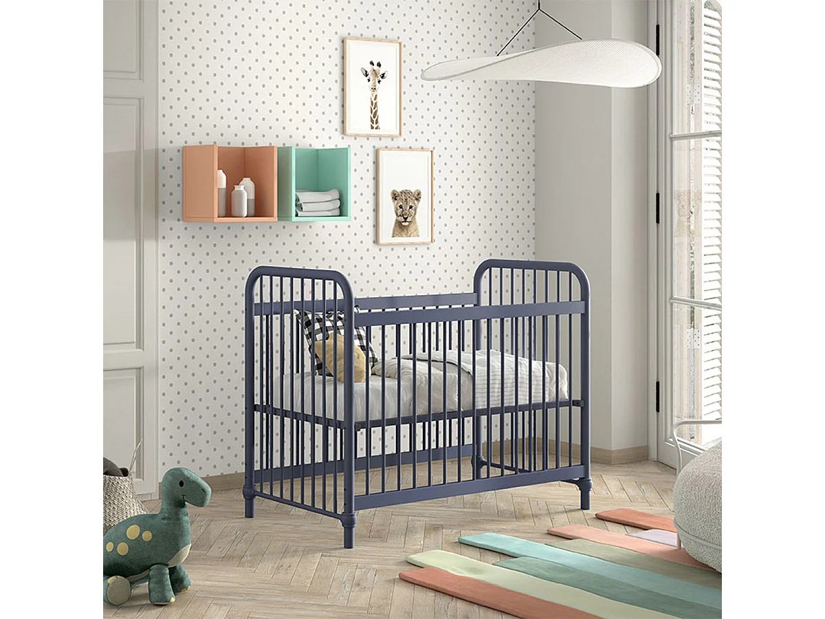 Lit Bébé "Bronxx" 60x120cm Bleu Mat