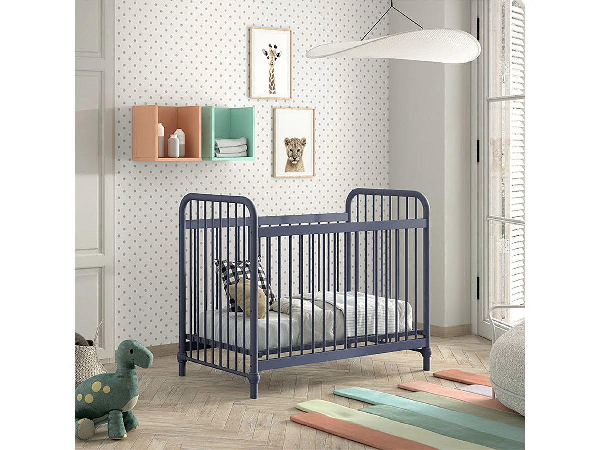 Lit Bébé "Bronxx" 60x120cm Bleu Mat