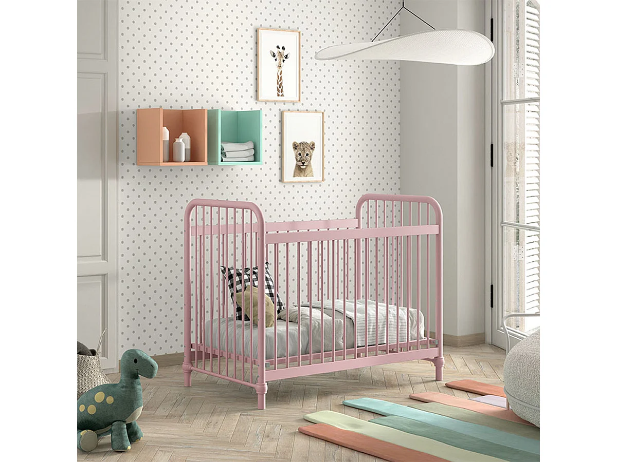 Lit Bébé "Bronxx" 60x120cm Rose Mat