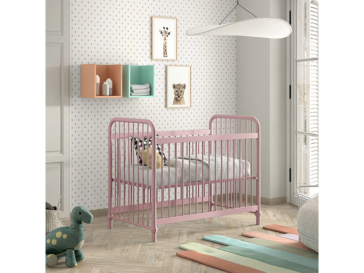 Lit Bébé "Bronxx" 60x120cm Rose Mat