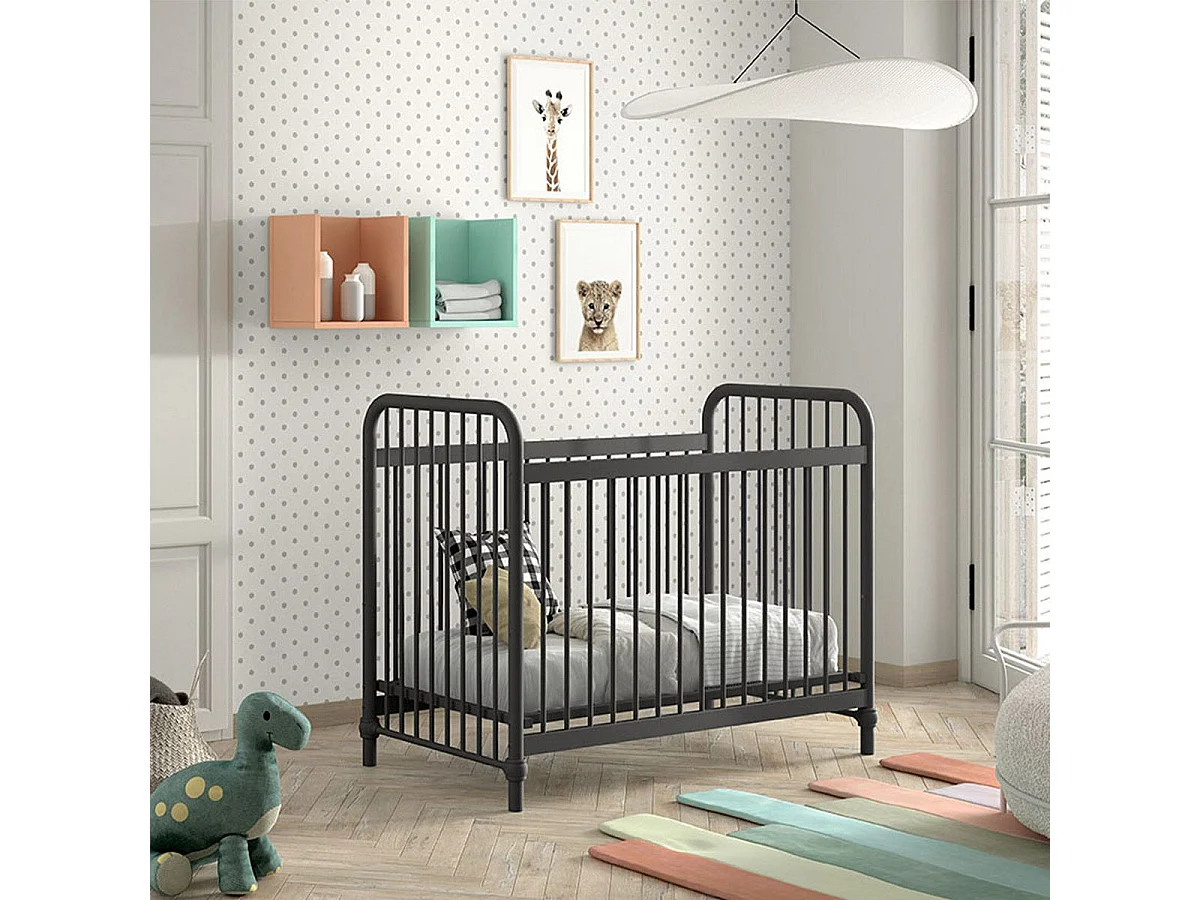 Lit Bébé "Bronxx" 60x120cm Noir Mat