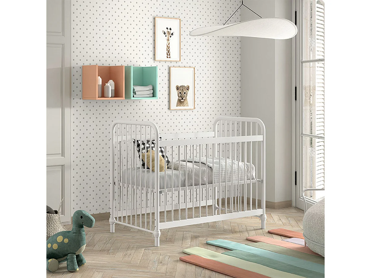 Lit Bébé "Bronxx" 60x120cm Blanc Mat