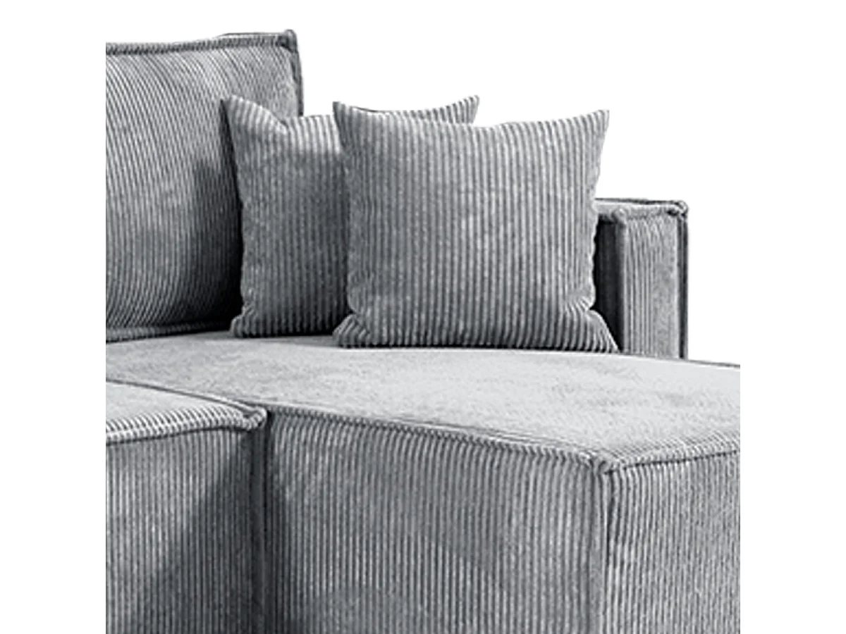 Canapé d'angle réversible convertible 3 places Ezekiel velours côtelé Gris Clair