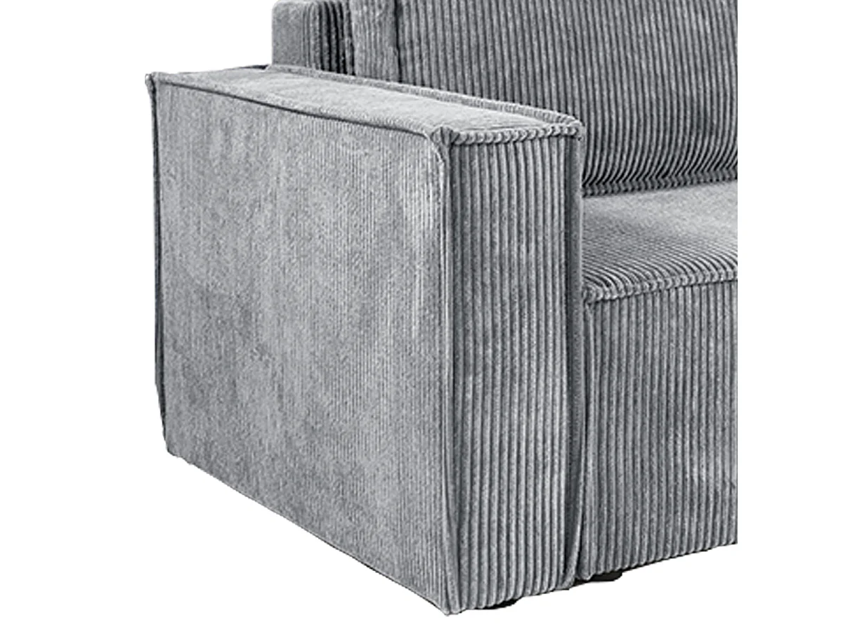 Canapé d'angle réversible convertible 3 places Ezekiel velours côtelé Gris Clair