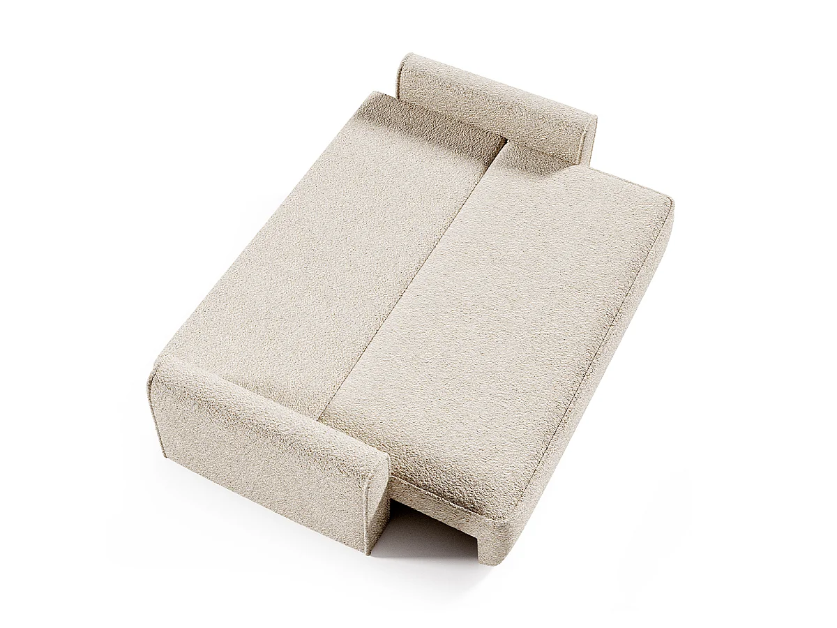 Canapé convertible 3 places avec coffre en tissu beige VALENTIN