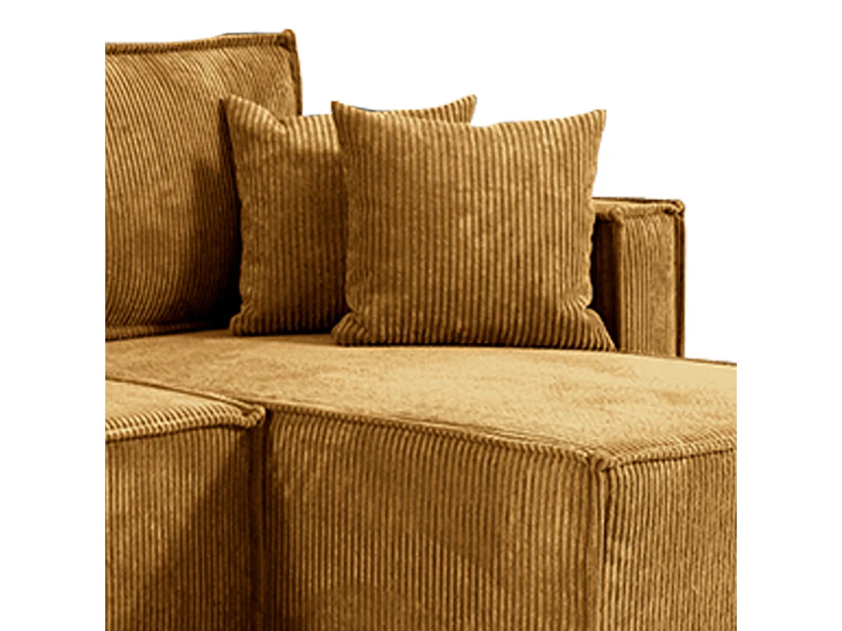 Canapé d'angle réversible convertible 3 places Ezekiel velours côtelé Jaune