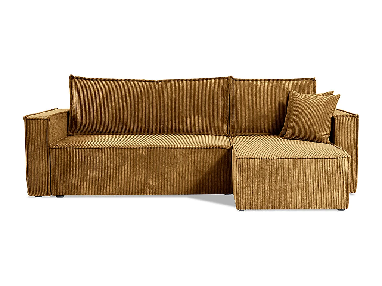 Canapé d'angle réversible convertible 3 places Ezekiel velours côtelé Jaune