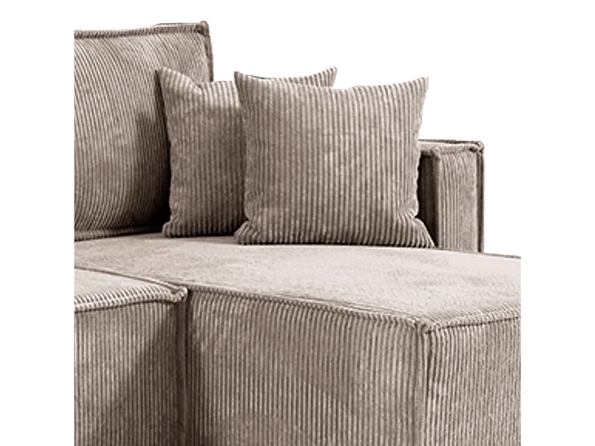 Canapé d'angle réversible convertible 3 places Ezekiel velours côtelé Taupe