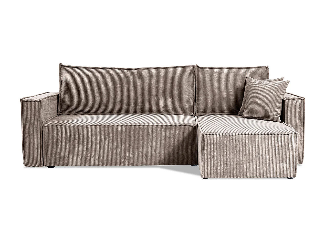 Canapé d'angle réversible convertible 3 places Ezekiel velours côtelé Taupe