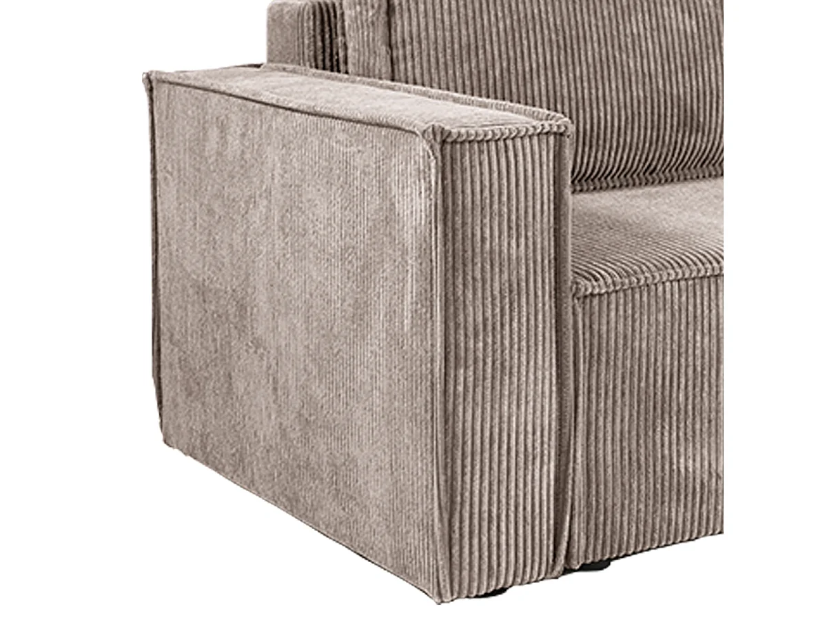 Canapé d'angle réversible convertible 3 places Ezekiel velours côtelé Taupe