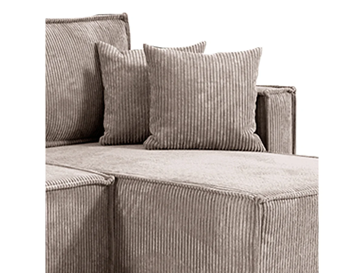 Canapé d'angle réversible convertible 3 places en velours taupe
