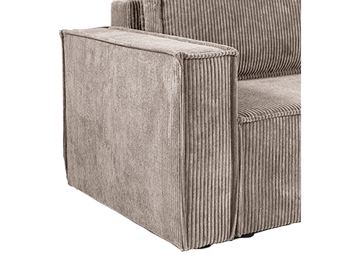 Canapé d'angle réversible convertible 3 places en velours taupe