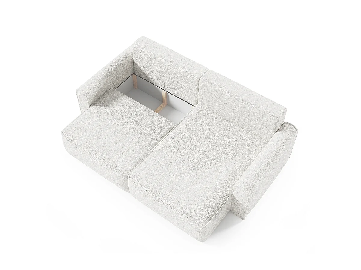 Canapé d'angle convertible 3 places avec coffre en tissu blanc