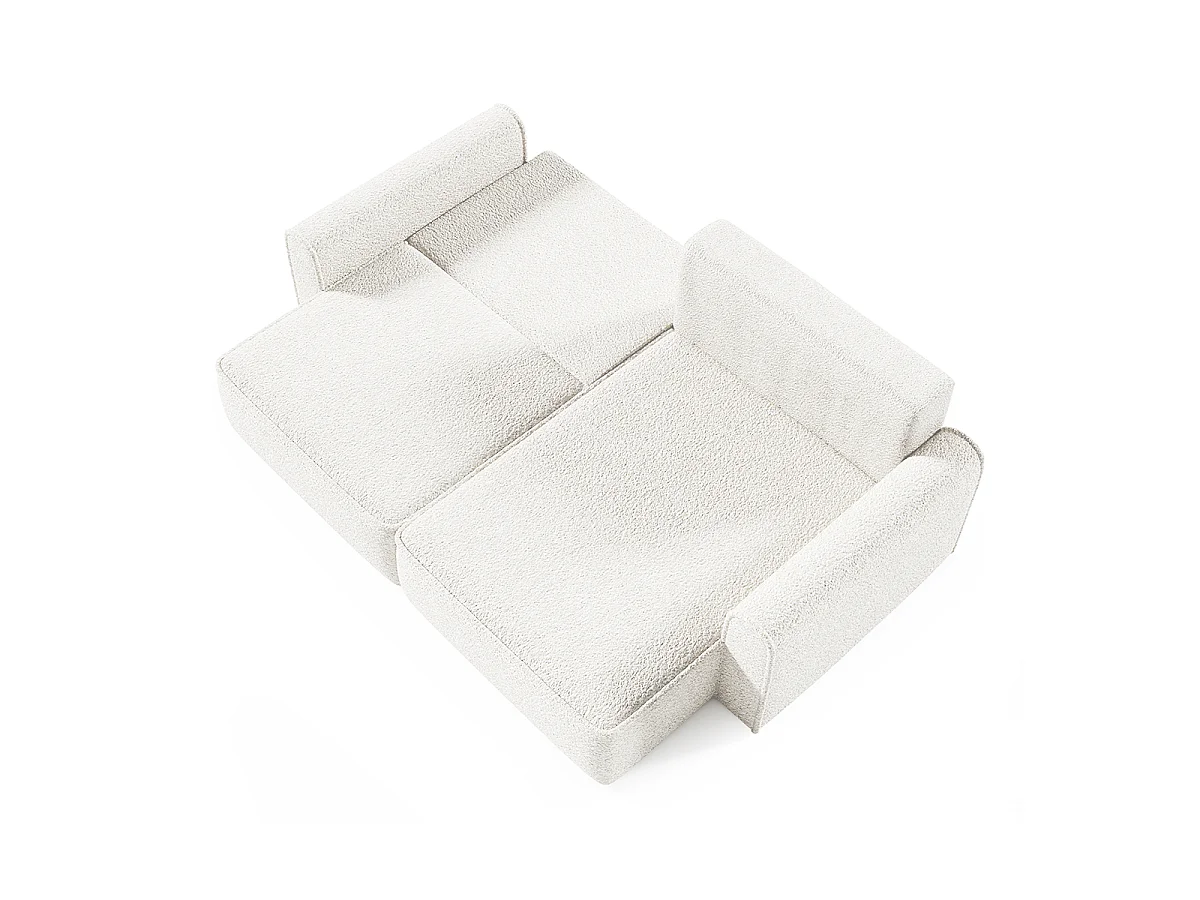 Canapé d'angle convertible 3 places avec coffre en tissu blanc