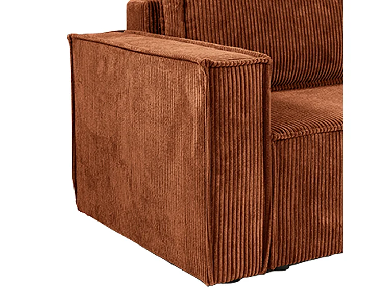 Canapé d'angle réversible convertible 3 places Ezekiel velours côtelé Terracotta