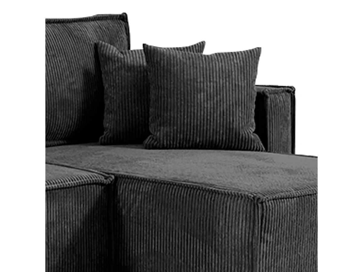 Canapé d'angle réversible convertible 3 places Ezekiel velours côtelé Gris