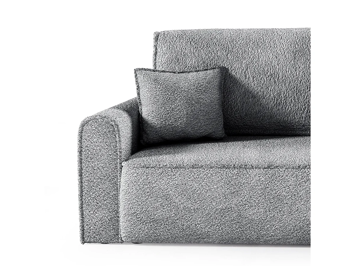 Canapé convertible 3 places avec coffre en tissu gris VALENTIN