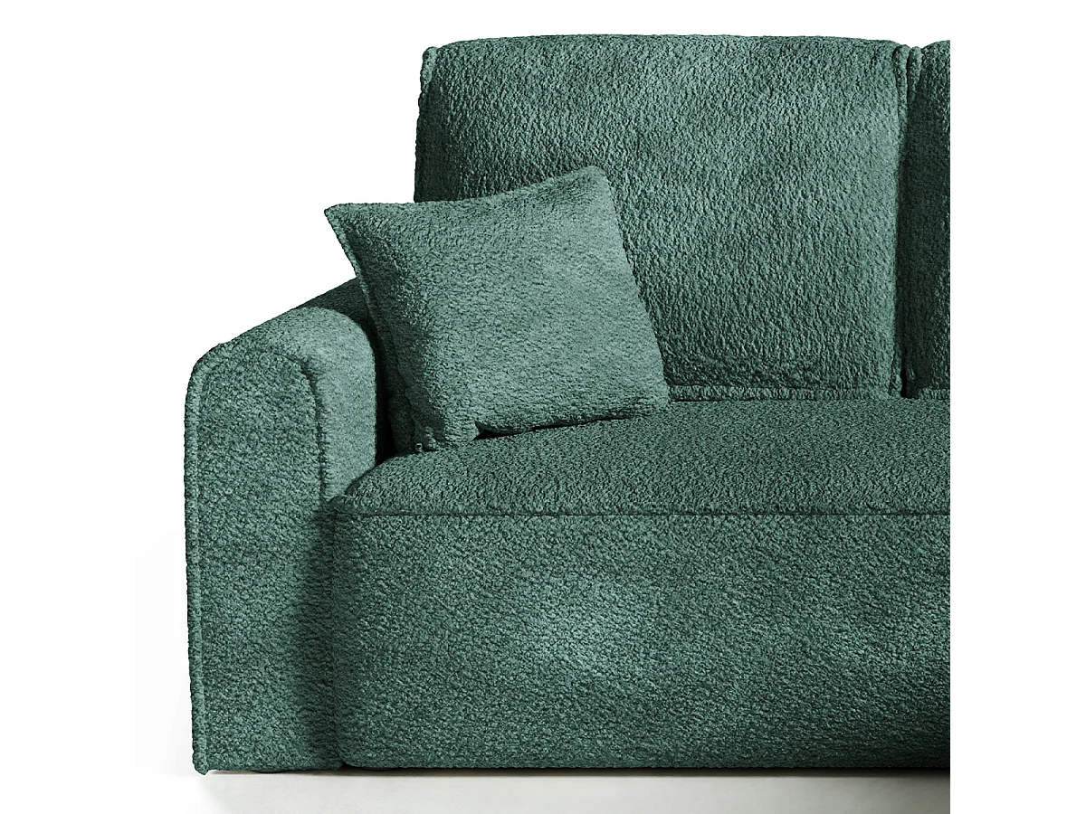 Canapé d'angle réversible convertible 4 places coffre Valentin bouclé Vert Sapin