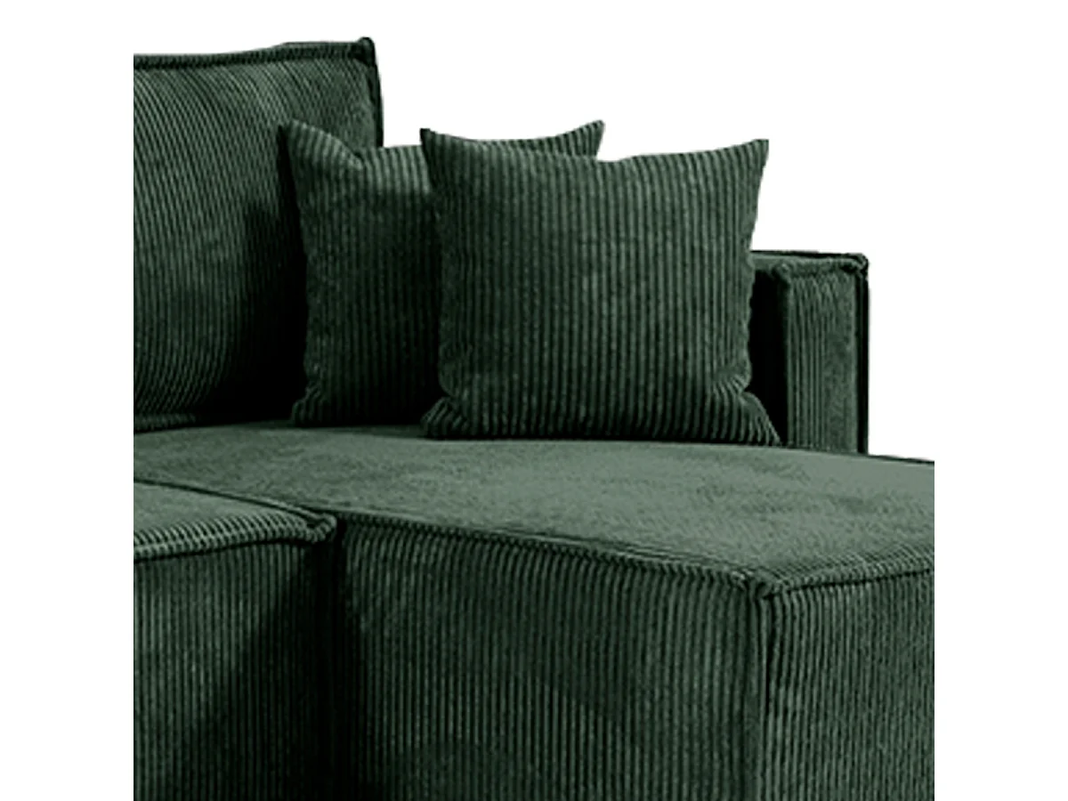 Canapé d'angle réversible convertible 3 places Ezekiel velours côtelé Vert Sapin