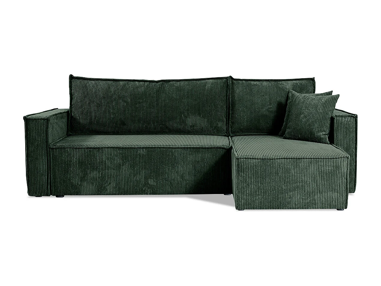 Canapé d'angle réversible convertible 3 places Ezekiel velours côtelé Vert Sapin