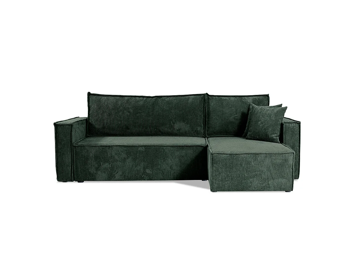 Canapé d'angle réversible convertible 3 places en velours vert