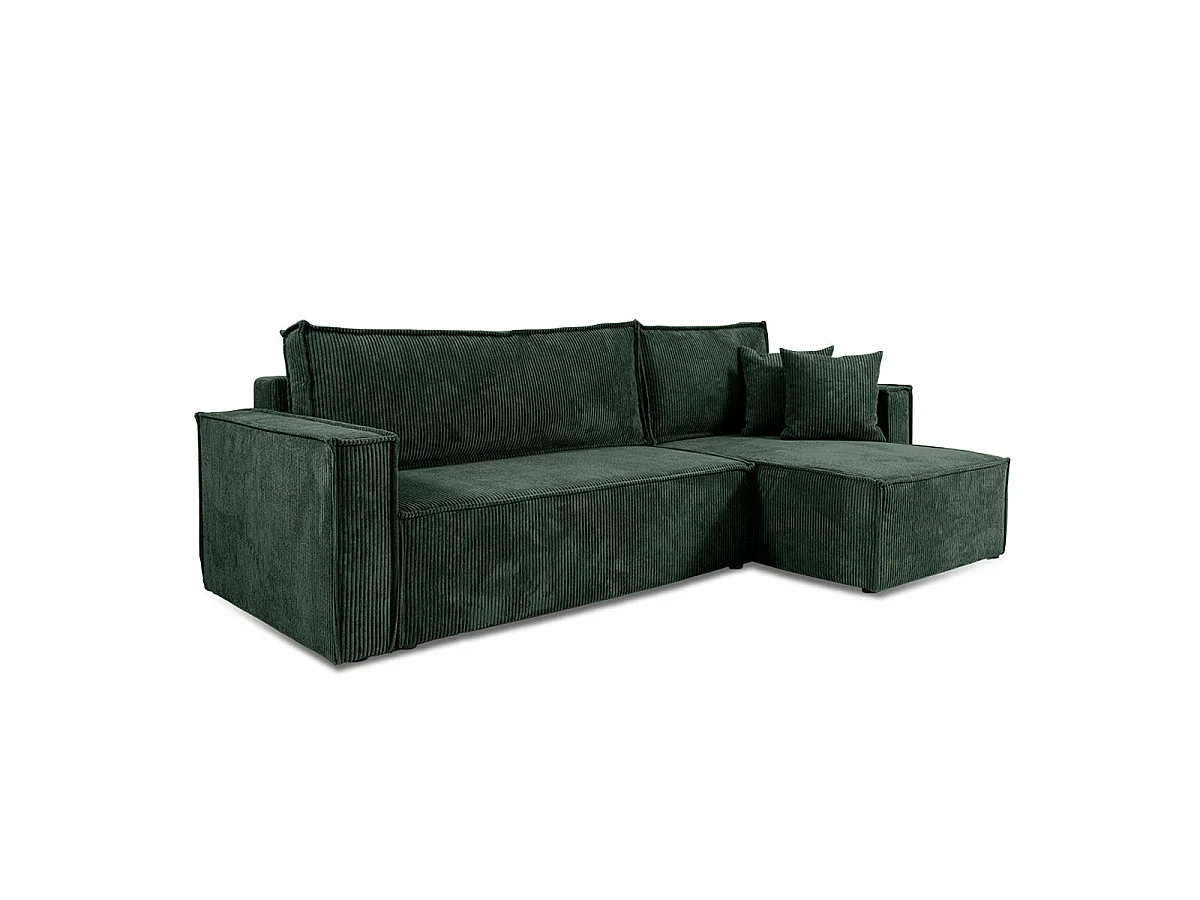 Canapé d'angle réversible convertible 3 places en velours vert