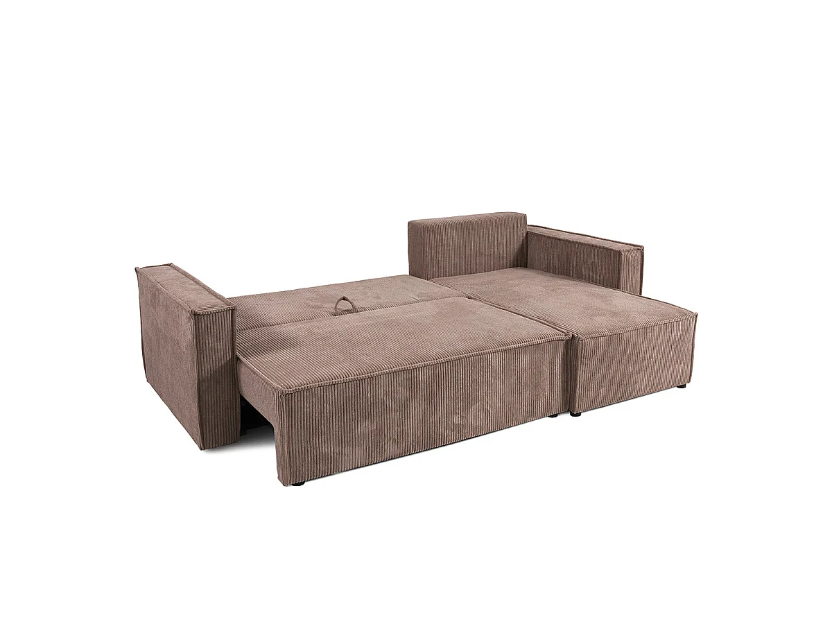 Canapé d'angle réversible convertible 3 places en velours vert