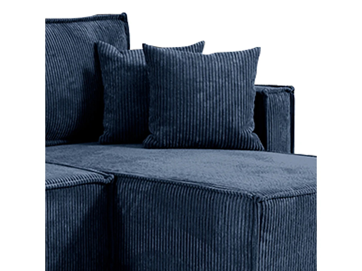 Canapé d'angle réversible convertible 3 places Ezekiel velours côtelé Bleu