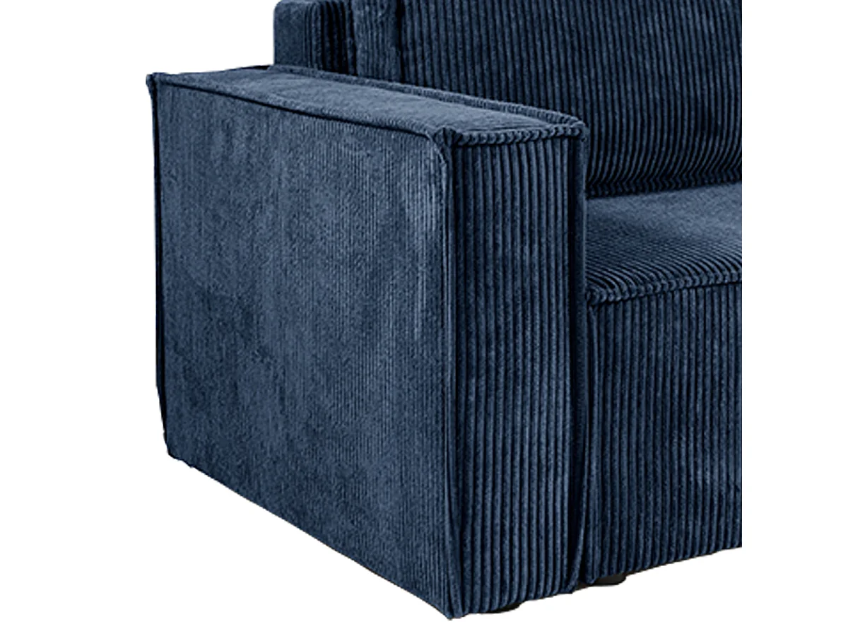 Canapé d'angle réversible convertible 3 places Ezekiel velours côtelé Bleu