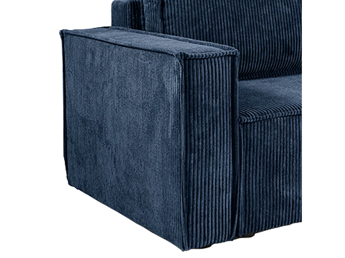 Canapé d'angle réversible convertible 3 places en velours bleu