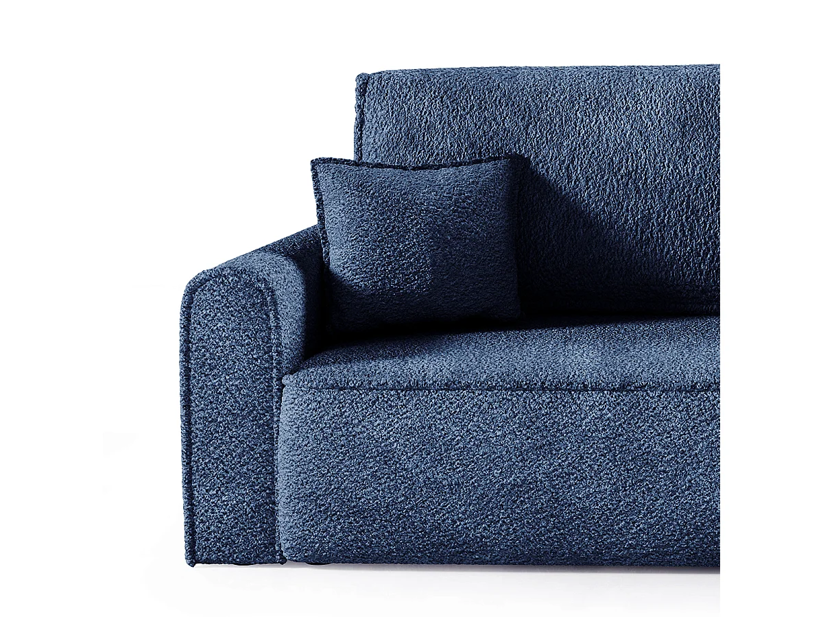 Canapé convertible 3 places avec coffre en tissu bleu VALENTIN