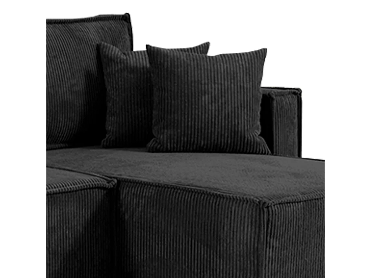 Canapé d'angle réversible convertible 3 places Ezekiel velours côtelé Noir